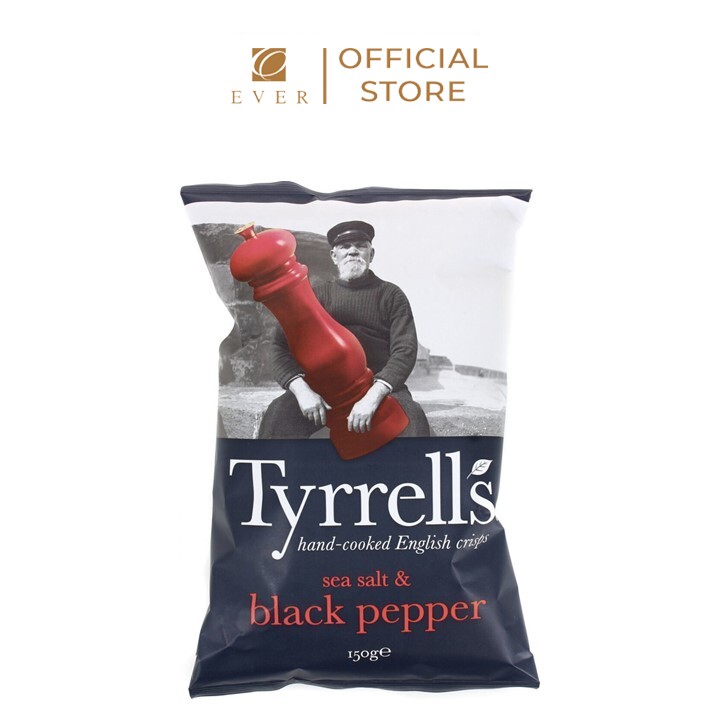 TYRRELLS_Snack khoai tây chiên vị muối biển và tiêu đen 150g