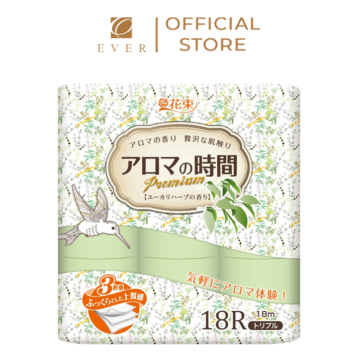 MARUTOMI_Giấy vệ sinh 3 lớp hương khuynh diệp thảo mộc 18m/cuộn *18