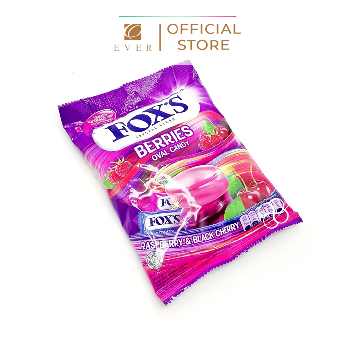 FOX'S_Kẹo Berries mix 2 vị mâm xôi và anh đào đen 125g