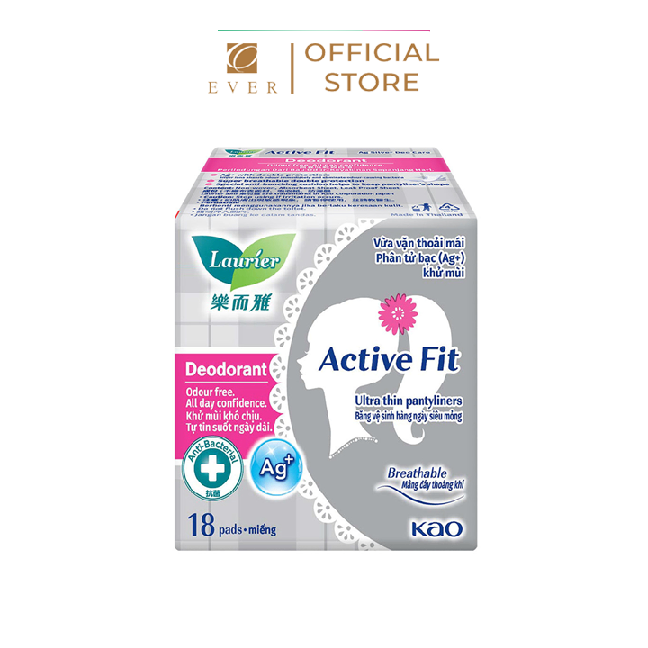 LAURIER_BVS Active Fit hàng ngày phân tử bạc khử mùi - kháng khuẩn 18P 14cm