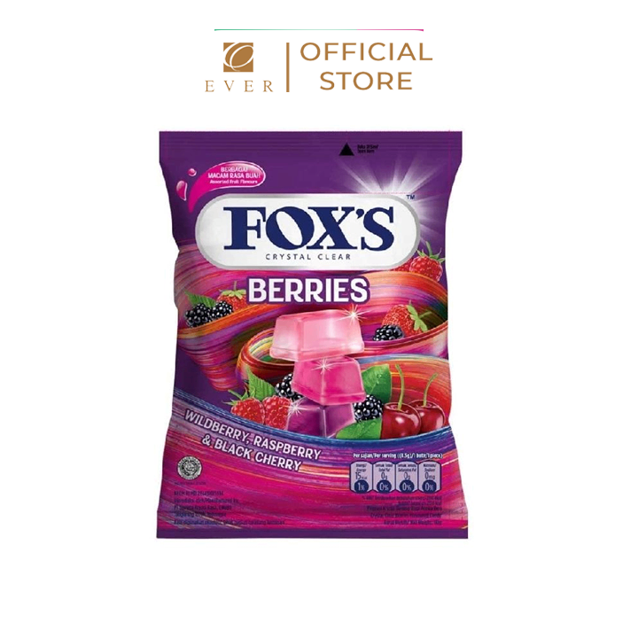 FOX'S_Kẹo Berries mix 3 vị việt quất, mâm xôi và cherry đen 90g