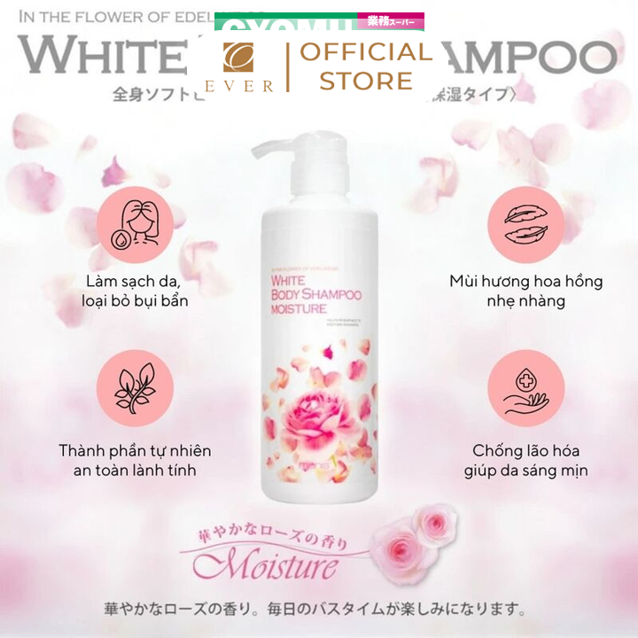 MANIS_Sửa tắm dưỡng thể White Body hương hoa hồng 450ml