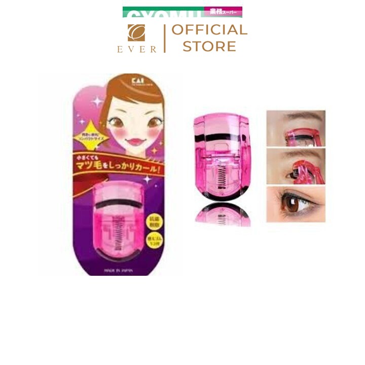 KAI_Kẹp uốn mi thân nhựa màu hồng 6*3cm