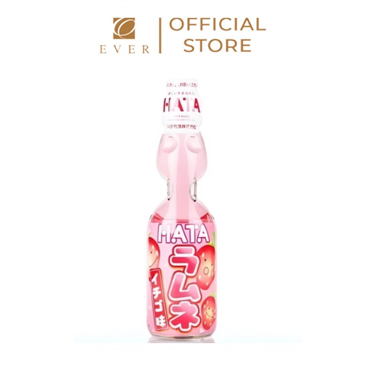 HATA FOODS_Nước ngọt có ga Ramune vị dâu 200ml