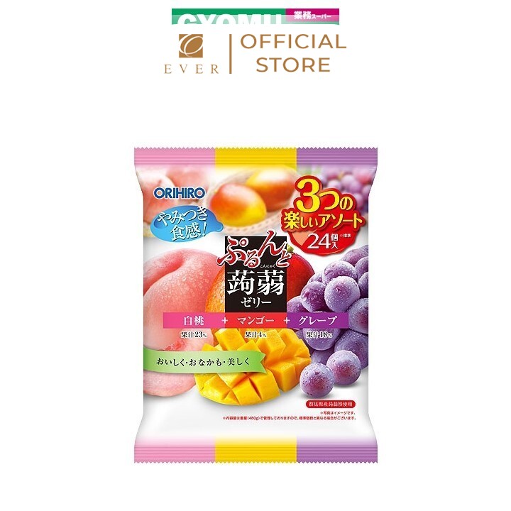 ORIHIRO_Thạch mix 3 vị đào trắng, xoài, nho 480g