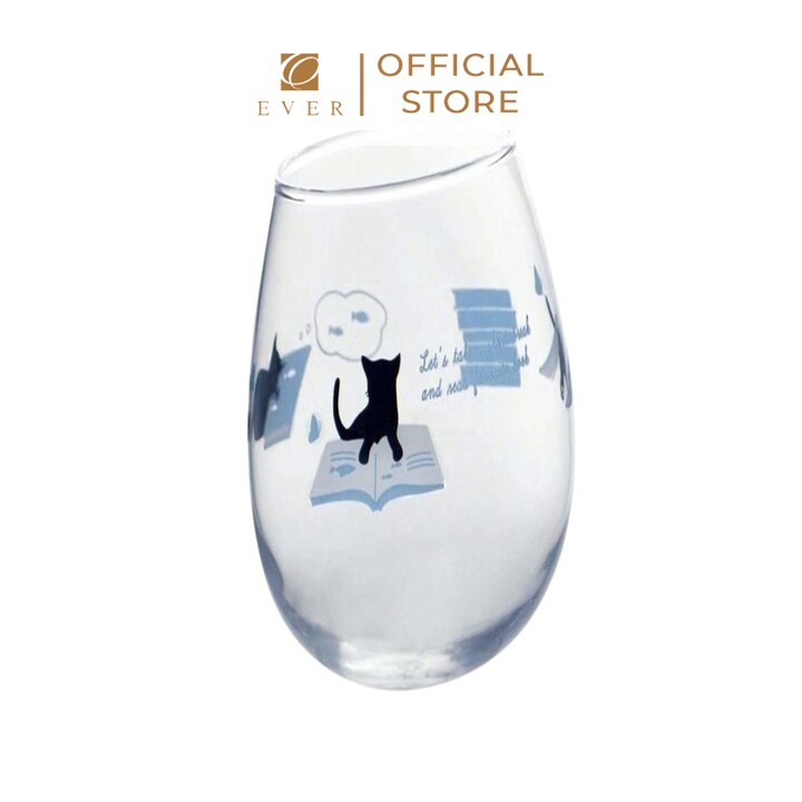 OTHERS_Cốc thủy tinh Nhật Bản hình mèo 495ml (mẫu 2)