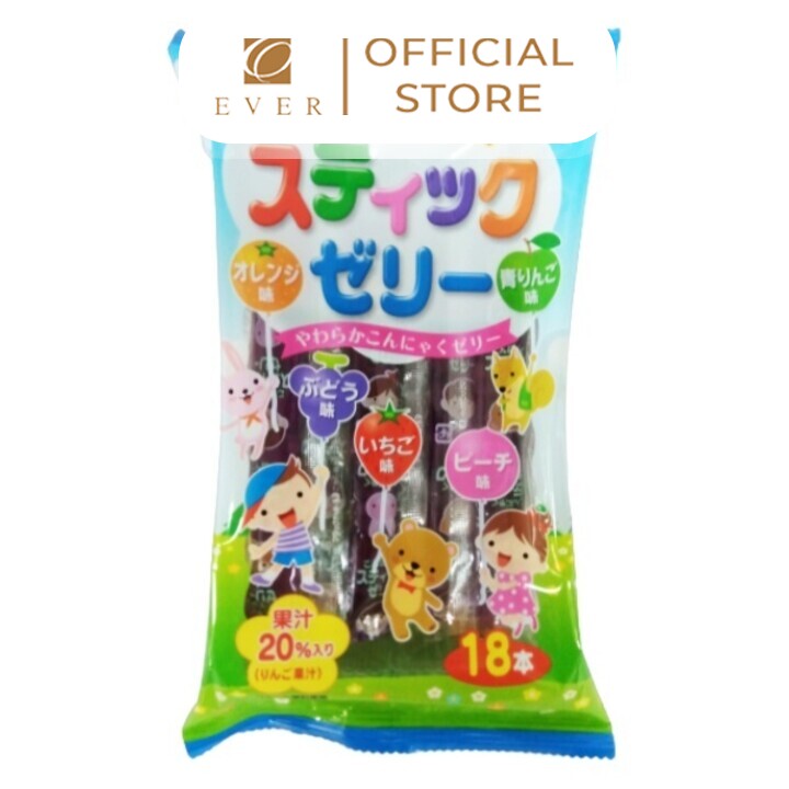 RIBON_Thạch que mix 5 vị cam, táo, nho, đào và dâu 290g