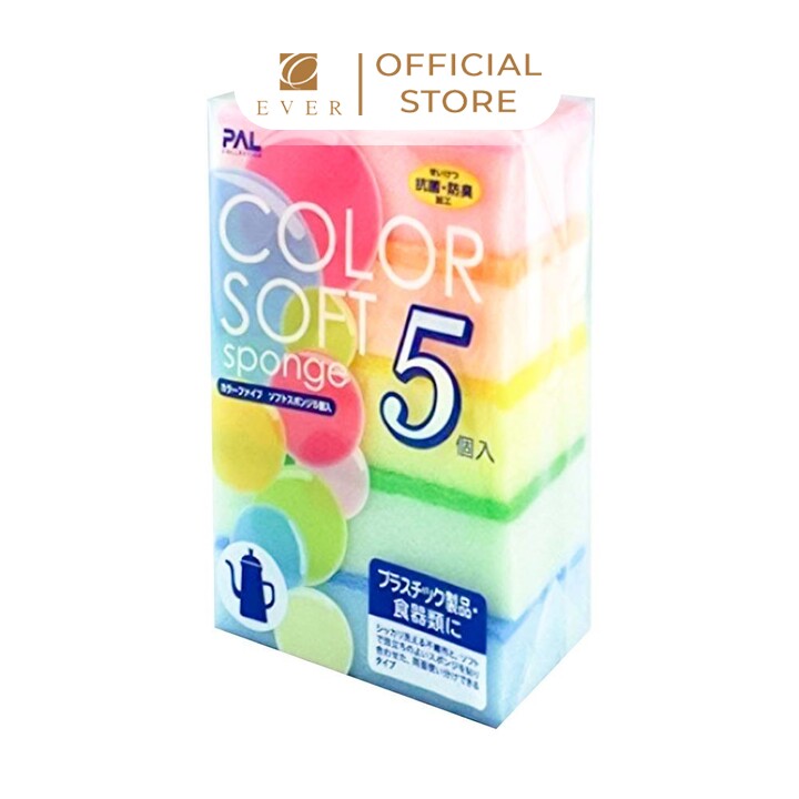 SEIWA PRO_Set 5 miếng xốp rửa bát 1 mặt ráp