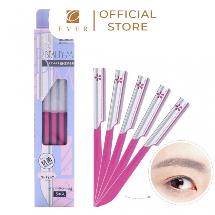 KAI_Set 5 dao cạo lông mày thân kim loại 13cm