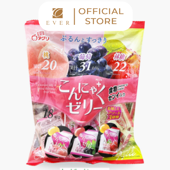 AGURI_Thạch konjac mix 3 vị nho, đào và táo 288g