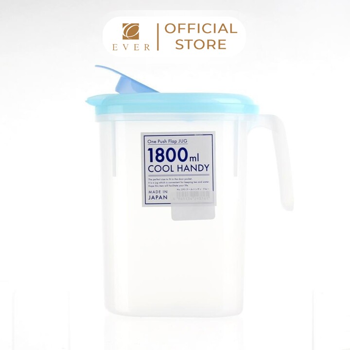 NAKAYA_Bình nước bằng nhựa có tay cầm nắp bật màu xanh 1.8L