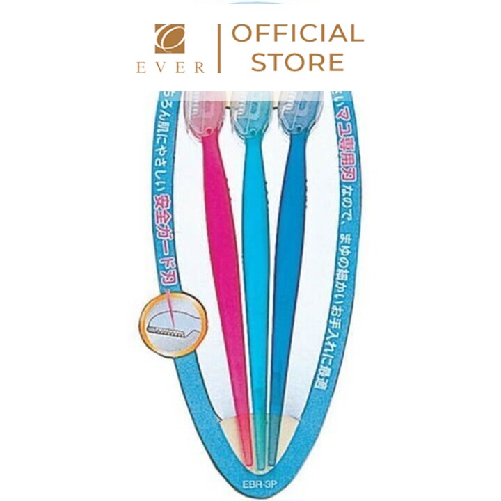 KAI_Set 3 dao cạo lông mày cán dài 3 màu