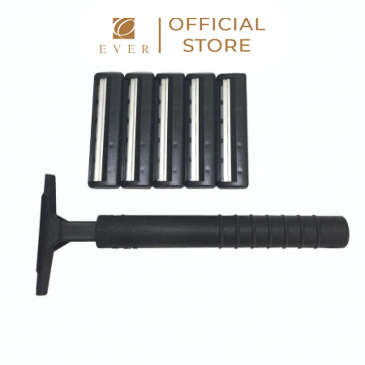 KAI_Set dao cạo lưỡi kép gồm 1 thân 5 lưỡi 9.9cm