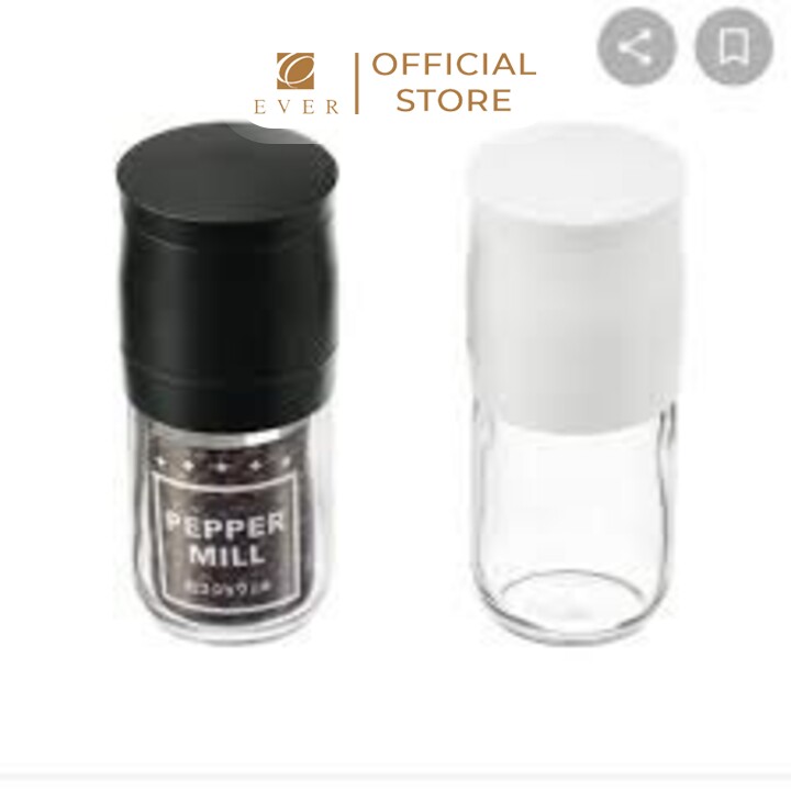 ECHO_Lọ xay tiêu thủy tinh nắp đen,trắng 13.5cm