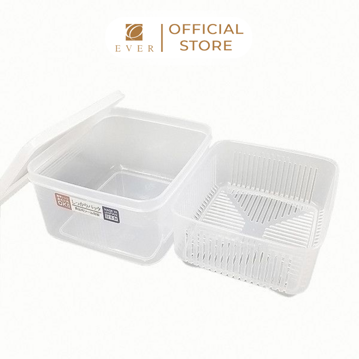 NAKAYA_Hộp nhựa đựng thực phẩm 2 lớp có rổ bên trong 1.1L