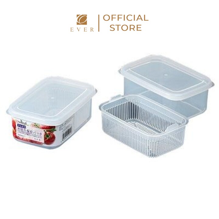 NAKAYA_Hộp nhựa đựng thực phẩm 2 lớp có rổ bên trong 600ml