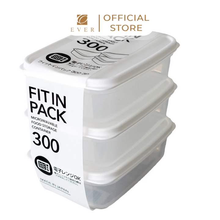 SANADA_Set 3 hộp nhựa nắp dẻo màu trắng 300ml