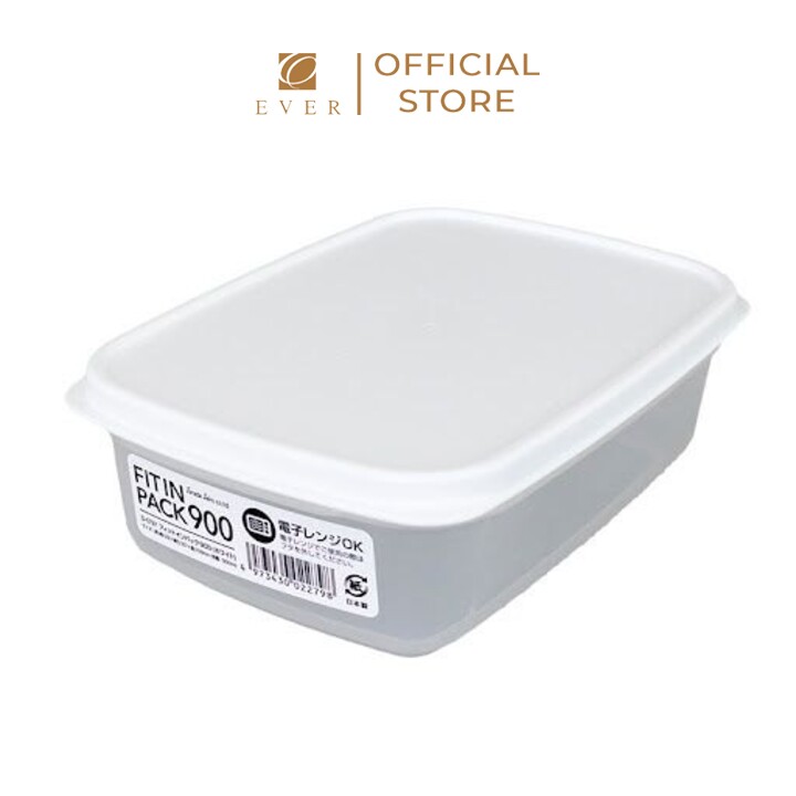 SANADA_Hộp nhựa đựng thực phẩm dáng dẹt nắp dẻo màu trắng 900ml