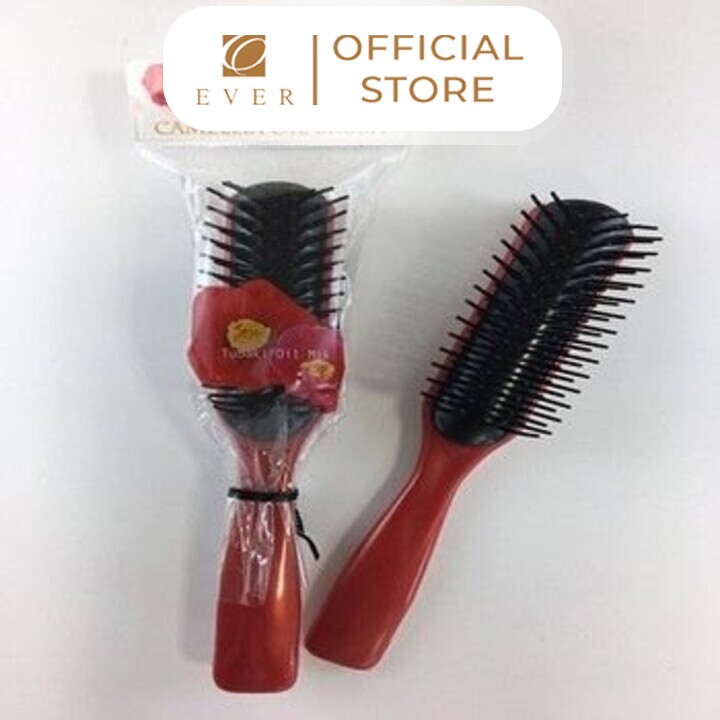 TAGAMI_Lược chải tóc Camelia Sakura màu đỏ đen 21cm